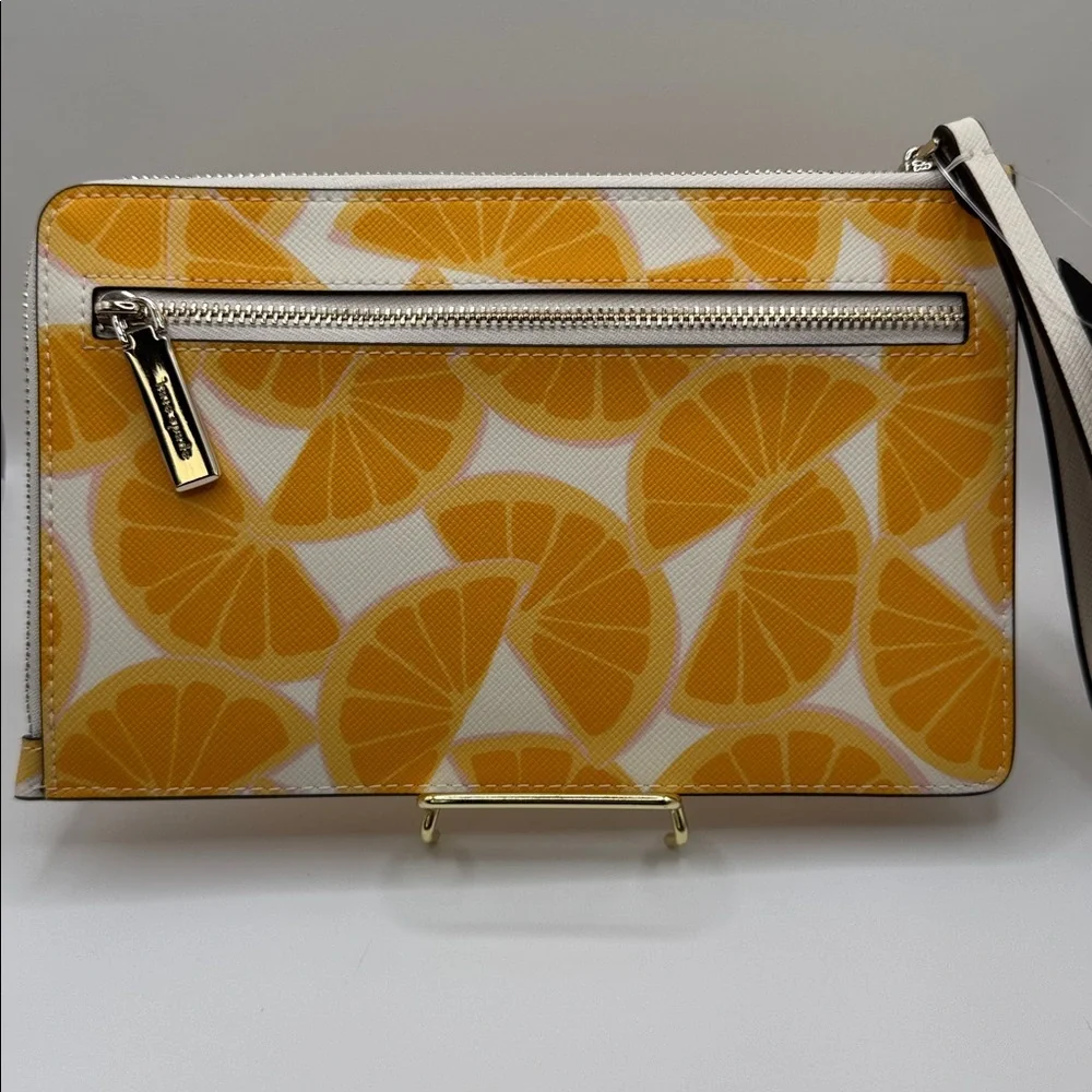Kate Spade Staci Medium L-zip Wristlet Orange Slice NWT - Picture 2 of 5